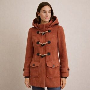 Vintage Esprit Hooded Duffle Coat - Rust-pink and brown colour